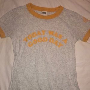 VS Pink retro style t-shirt in yellow ☀️